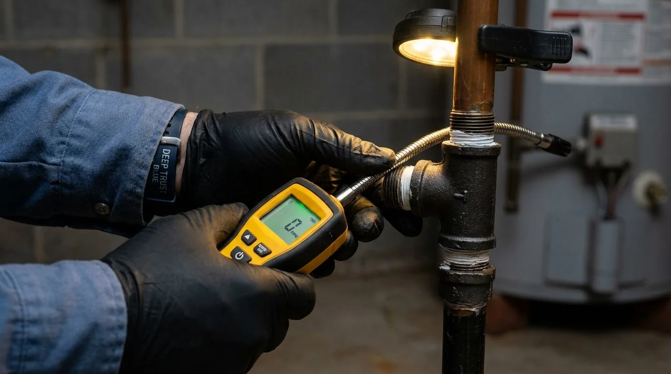 Gas leak detection with electronic sniffer by Johns Plumbing LLC in Wharton