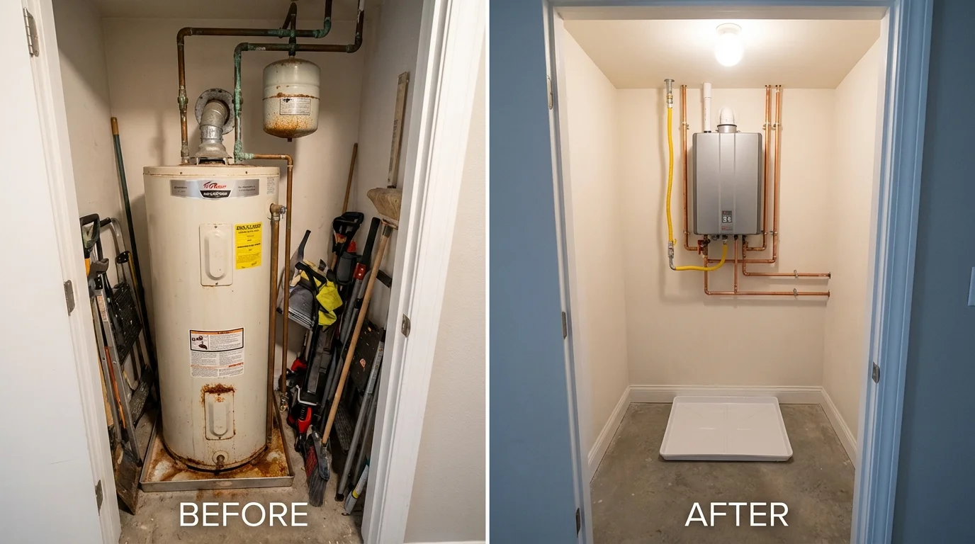 Tank water heater versus wall-mounted tankless unit comparison for Wharton, NJ homeowners