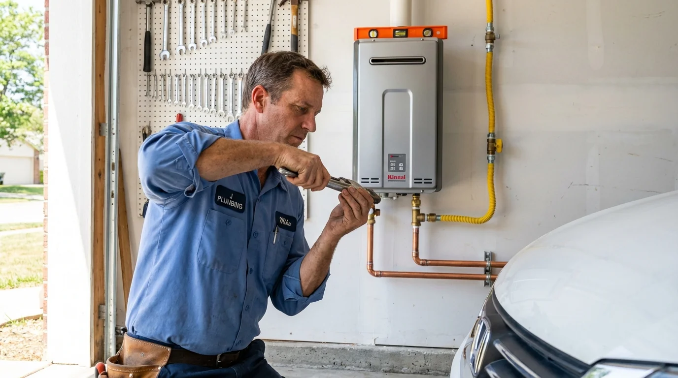 Tankless water heater installation by a Johns Plumbing LLC plumber in Wharton
